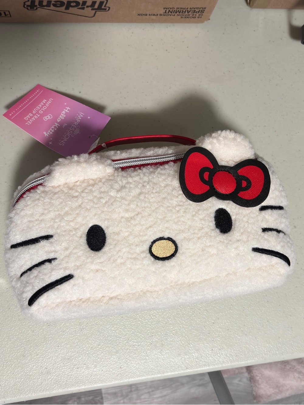 Hello Kitty Fuzzy Zip Makeup Pouch